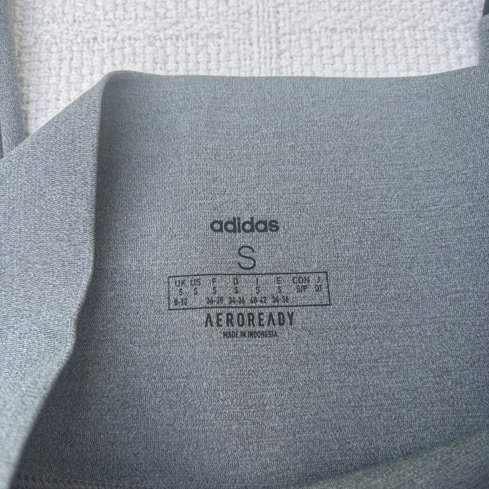 Women's Small ADIDAS AeroReady Gray Black Logo High Rise Workout Running Legging - Picture 4 of 6